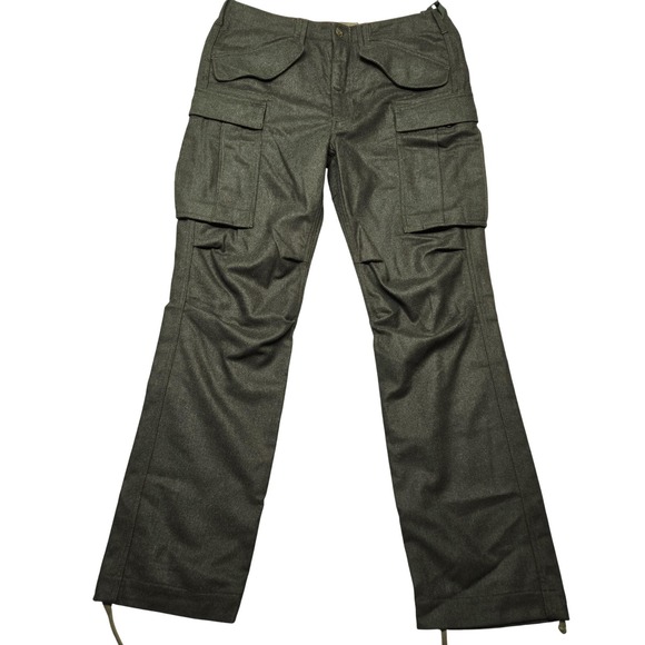 Apolis Pants Mens 34x32 Green Cargo Tweed Global Citizen Drawstring Pockets